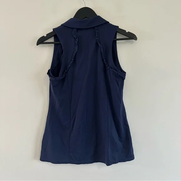 Lilly Pulitzer Martina Luxletic Knit Collared V-Neck Sleeveless Ruffle Top Small - Picture 4 of 12